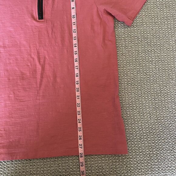 Free Planet Mens Shirt Medium Pink Red Short Sleeve 1/4 Zip Solid Casual Shirt - Picture 3 of 8